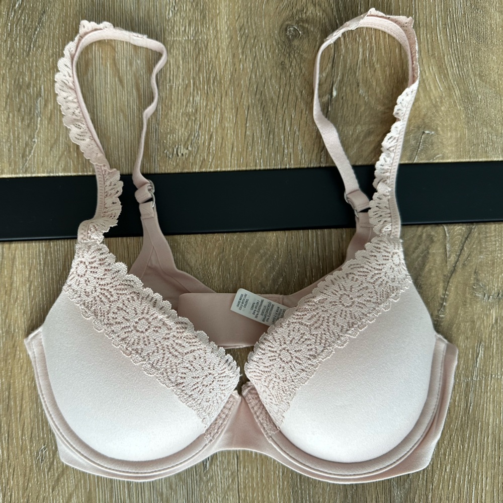 NWOT - Aerie Real Sunnie Demi Push-up Bra with Lace Trim, Ballet Pink